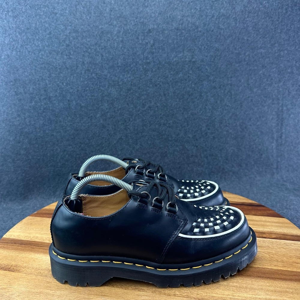 Dr. Martens Ramsey Black Smooth White Cap Stitching Womens Size 6 Creeper